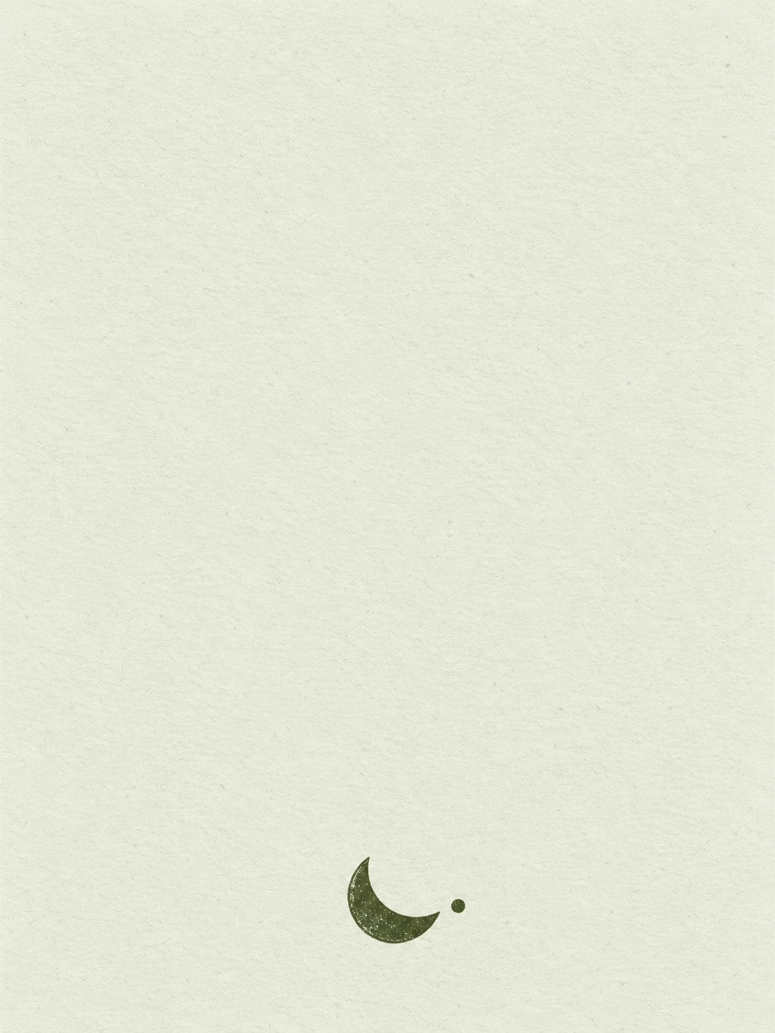 A small olive-green crescent and dot decorate pale sage paper.