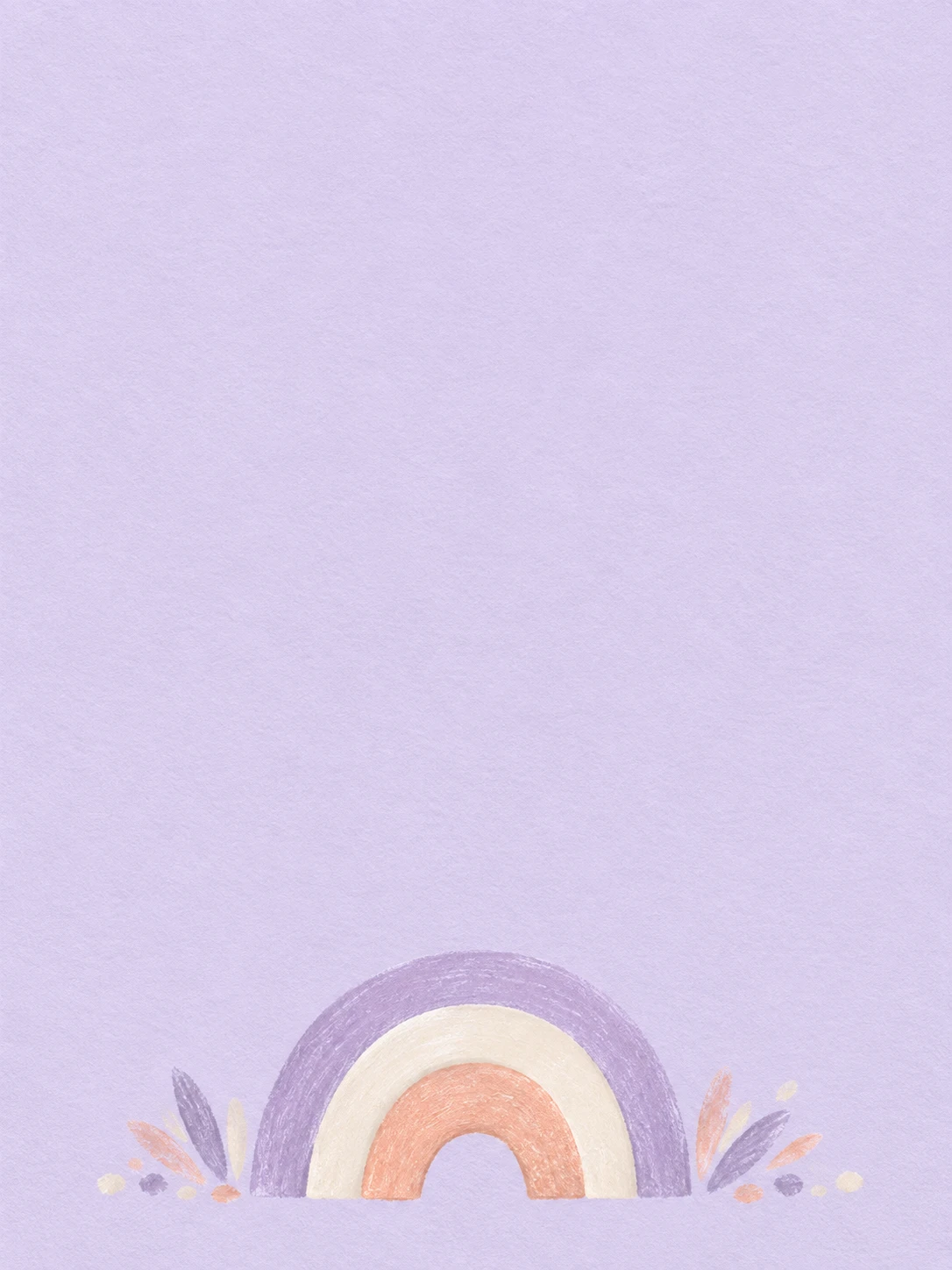 A small layered arch in lilac, ivory and muted peach dry pastel on lavender paper.