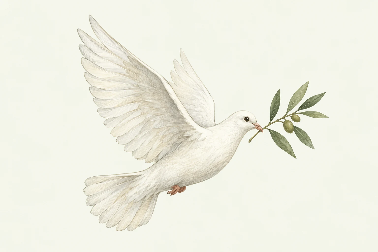 A simply drawn white dove with an olive twig.