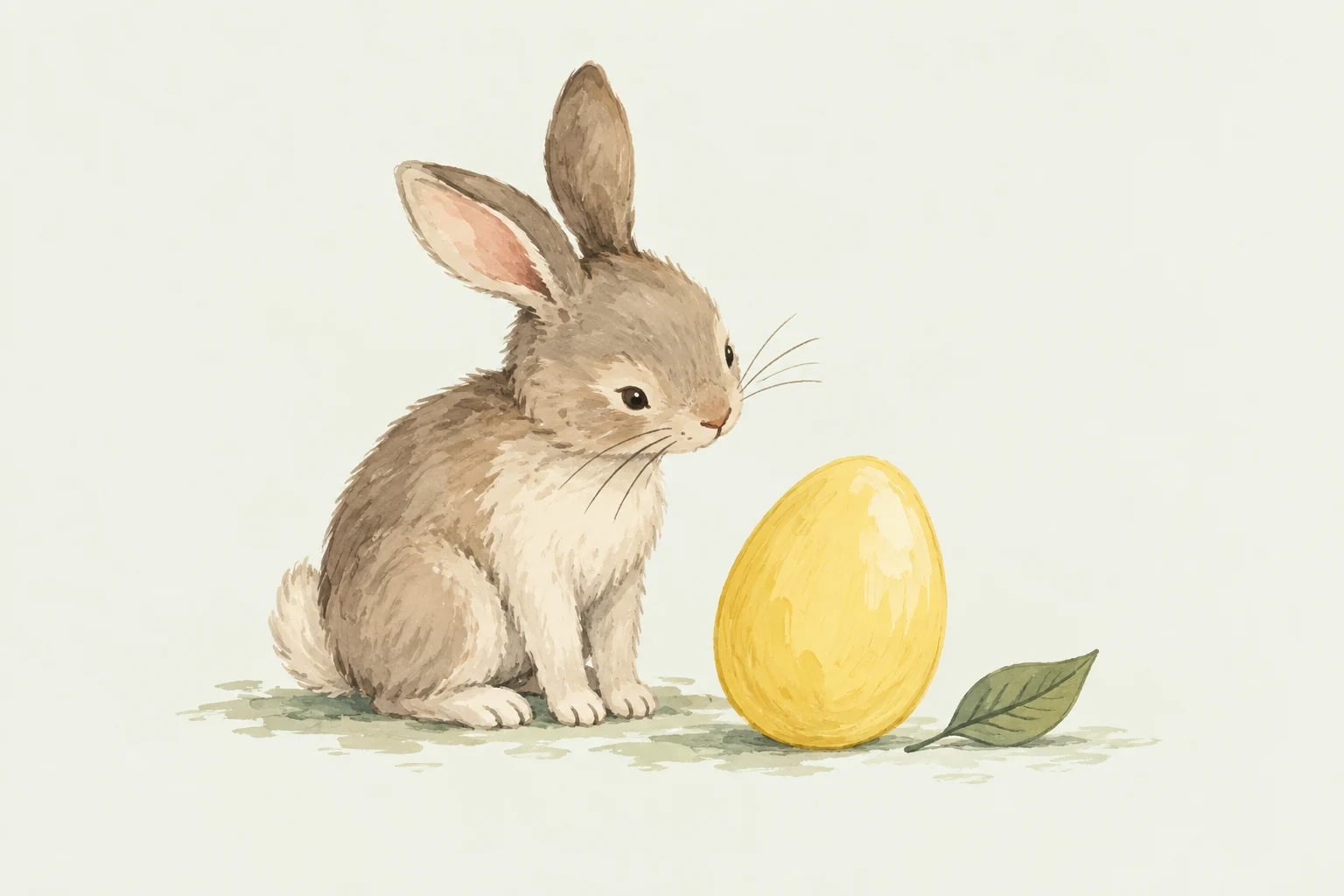 A storybook rabbit beside a yellow egg.
