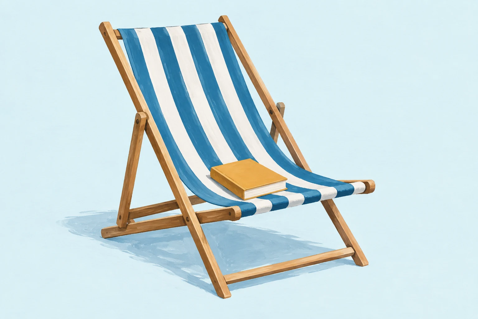 A painted striped chair with a small paperback.