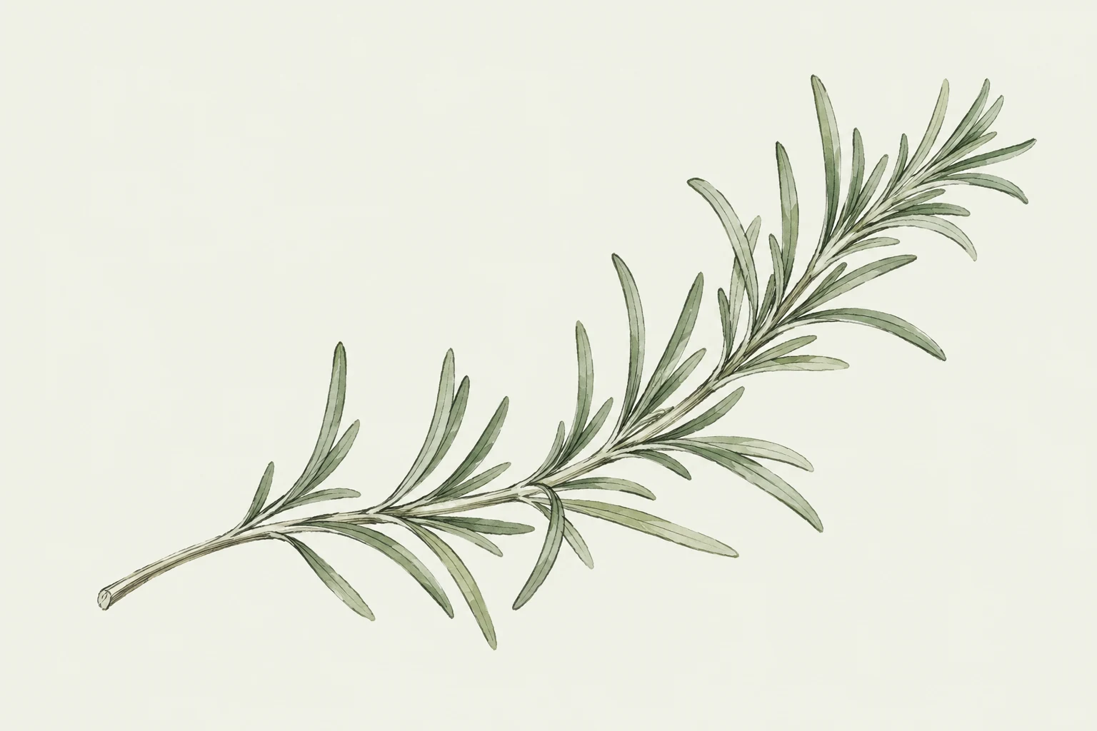 A delicate rosemary sprig on warm ivory paper.